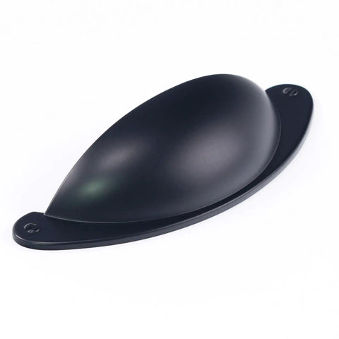 10 Pack 3 Inch Matte Black Cabinet Cup Pulls Solid Zinc Alloy Build for kitchen drawers featuring sleek finish.