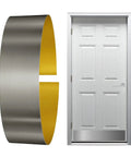 Peel And Stick Door Kick Plate Wall Scuff Guard Scratch Resistant Self Adhesive Backing showcased next to a white door.