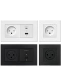 Israel Wall Power Socket With Dual Usb C And Usb A Ports Heavy Duty Flame Retardant PC Panel Switched Outlet Combo Type Twelve Standard in black and white finish.