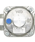 Universal propane pressure regulator, metal body with blue 1/2-in NPT inlet/outlet fittings, Amazon Lawn & Patio.