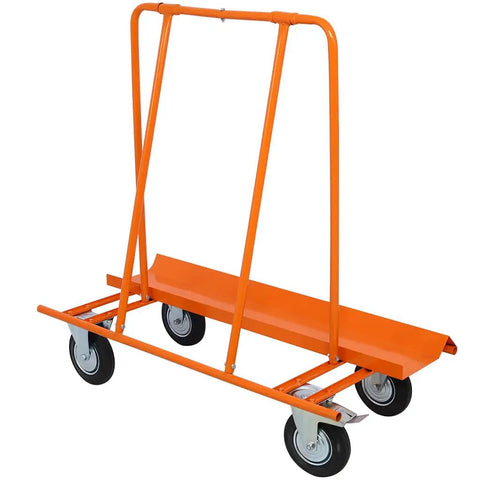 Heavy Duty Drywall Panel Dolly With 8 Inch Wheels And Locking Casters 1800 Lbs Capacity Steel Folding Sheetrock Cart, orange