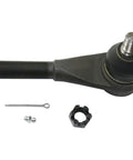 Chevy Blazer 4x4 Front Inner Tie Rod End Replacement And Steering Drag Link Beefed Up Direct Fit OE Grade Steering Arm End For GMC Compatibility Rugged Off Road Reliability, black steel part with cotter pin and castle nut