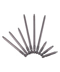 9 Pack One Quarter Inch Hex Shank Long Magnetic Square Head Screwdriver Bits Set for Pocket Hole Jigs displayed fan-like