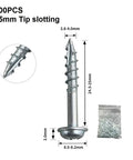 100 Piece Pocket Hole Screws Coarse Thread Zinc Coated Self Tapping Fasteners For Beefy Wood Joinery Built To Last Durable Zinc Finish 25mm Tip Slot Quick Strong Pro Level Wood Connections
