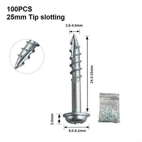 100 Piece Pocket Hole Screws Coarse Thread Zinc Coated Self Tapping Fasteners For Beefy Wood Joinery Built To Last Durable Zinc Finish 25mm Tip Slot Quick Strong Pro Level Wood Connections