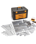 243 Piece Mechanic Tool Set With 3 Drawer Storage Box Full Polish Chrome SAE And Metric Sockets displayed on white background