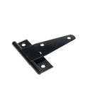 Heavy Duty 3 Inch Black T Strap Gate Hinge for Shed Door Barn Yard Hardware Pack of 2, shown in a side view