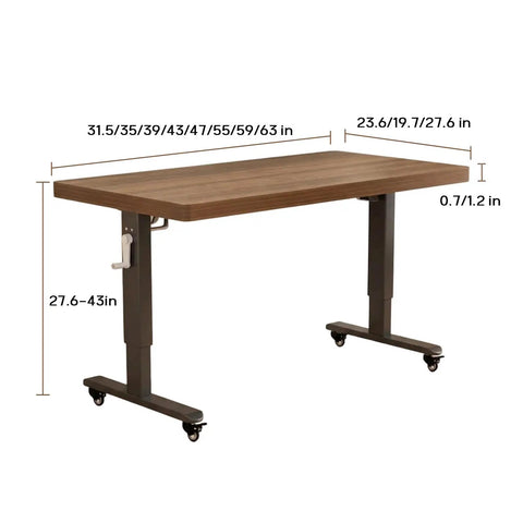 Zero Hassle Height Adjustable Standing Desk With Bulletproof Steel Frame And Chunky Desktop Built Tough For Everyday Home Office Grind And All Day Sessions showing dimensions and sturdy design.