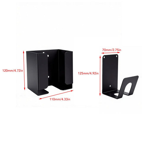 Heavy Duty Wall Mount Electric Vehicle Charger Bracket With Dual Iron Racks For Smart Garage Cable Organization displaying two black metal racks.