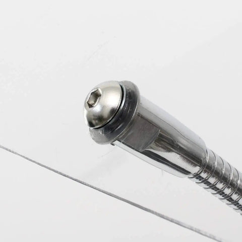 Close-up of Light-Duty Flexible Gooseneck Arm Machine Guard With Table Clamp, 18 Inch Reach, Clear Polycarbonate Shield, end detail