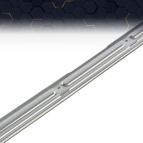 Top Shelf Chrome Door Sill Plates Pair With Plug And Play Hardware For Chevy And Gmc Full Size Ck Pickup Trucks 1967 Through 1972 Tough As Nails Step Guard Trim Replacement close-up of metal sill plate detail