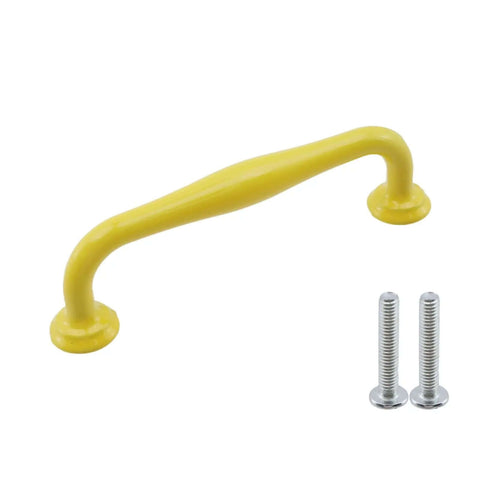 Bright Yellow Cabinet Pulls Set Of Four Heavy Duty Aluminum Alloy Handles With Reliable 3.78 Inch Hole Centers, Includes Mounting Screws.