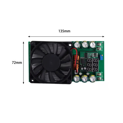 600W Step Down Voltage Regulator Module With Built In Cooling Fan For Industrial And Electronics Projects Handy Adjustable Output Rock Solid Overcurrent And Overtemperature Protection Short Circuit Safeguards Stable Efficient Power Supply Board, 135x72mm