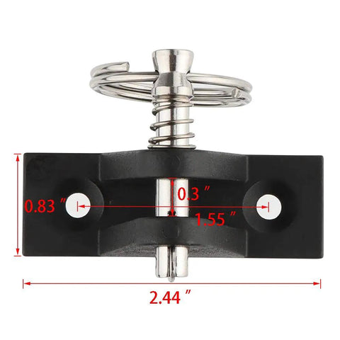 2 Pack Marine Grade Nylon Bimini Top 90 Degree Plastic Deck Hinge With Pin And Ring 316 Stainless Steel Free Installation Screws Included Premium Boat Hardware For No Fuss Easy Setup And Built To Last Corrosion Resistant Performance. Front view with dimensions.