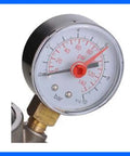 Heavy Duty 304 Stainless Steel Water Pressure Regulator With Gauge showing pressure readings up to 140 psi, for steady flow and durability.