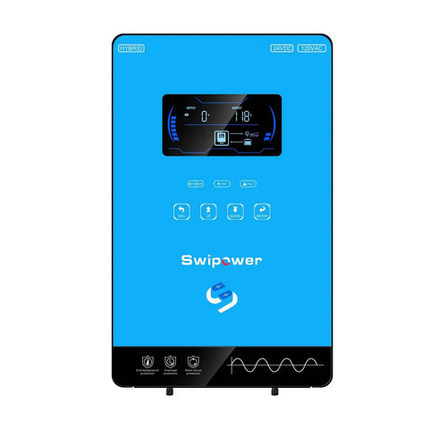 4000W Hybrid Solar Inverter for Home, RV and Cabin Use, 24V DC to 110V AC Pure Sine Wave, 6.25 Inch Glass Touch LCD