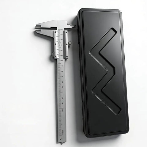 Pro Grade Stainless Steel Vernier Caliper 0-150mm 0-6 Inch with laser-etched scales, shown with black case on white background