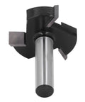 Heavy Duty CNC Spoilboard Surfacing Router Bit With 2 Inch Shank and Three Flutes for precision milling tool close-up.