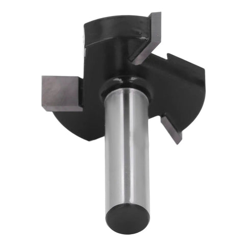 Heavy Duty CNC Spoilboard Surfacing Router Bit With 2 Inch Shank and Three Flutes for precision milling tool close-up.
