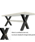 Beefy Heavy Duty 28 Inch Black Metal Table Legs Set Of 2 X Frame Design with screw nut and tabletop example in use