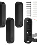 Heavy Duty Foldable Wall Hooks 4 Pack Aluminum Alloy Rustproof Flip Up Mounts With Screws Black, showcasing hooks and screws.
