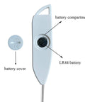 Back view of Digital Meat Thermometer Instant Read With Hold Function And Celsius Fahrenheit Switch showing battery compartment and LR44 battery.