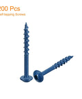Eight By One And One Half Inch Pocket Hole Screws Set 200 Square Drive Self Tapping Wood Screws With Blue Coated Finish