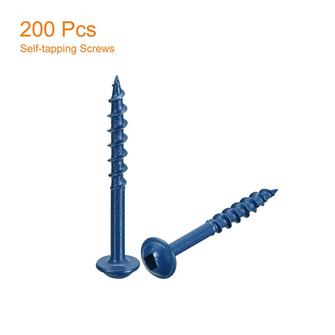 Eight By One And One Half Inch Pocket Hole Screws Set 200 Square Drive Self Tapping Wood Screws With Blue Coated Finish