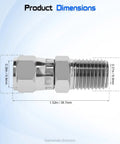 Beefy Heavy Duty Hydraulic Swivel Adapter 1/4 Inch Male NPTF To 1/4 Inch Female JIC 37 Degree Flare Swivel Fitting dimensions