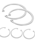 Five Piece Stainless Steel C Clips Kit For Grooved Shafts Heavy Duty Retaining Snap Rings Set displayed in silver finish
