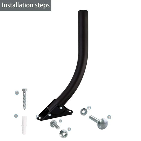 Attic Adjustable Weatherproof Outdoor TV Antenna Mounting Pole With Universal Brackets and installation hardware shown