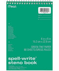 Handy Dandy Spell Write Steno Book With 500 Common Misspellings Printed Right On Cover, 6 x 9 inches, green paper.