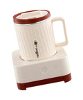 Electric Coffee Warmer And Dual Cooling Mug Goes Hard Keeping Your Drinks Hot Or Cold Exactly When You Want Them Solid Desk Staple For Daily Grind Office Breaks Sweet Gift Milky White Red with red lid on warming base.