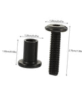 Kickass Black Stainless Steel M6 X25 Chicago Screws And Barrel Nuts Five Pack showing dimensions of each screw and nut.