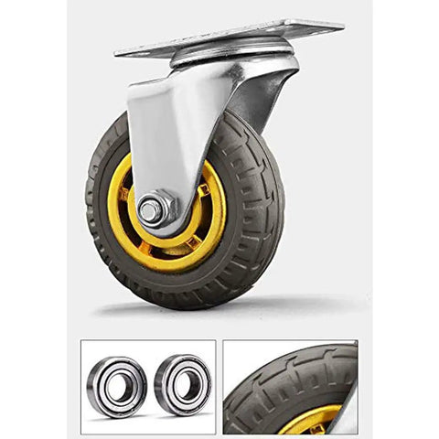 Top Shelf Heavy Duty Furniture Caster Wheels 3 Inch To 4 Inch Polyurethane Rollers with Lock Brake, showing a single swivel caster with steel plate.