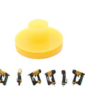 Heavy Duty Head Valve Replacement For Pneumatic Nailer Tools 2 Pack 180450S yellow rubber cap with nailers in background.