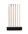 Extended Action Hex Bit Set For Jamming Into Those Snug Rifle Screw Holes Compatible Standard Quarter Inch Driver Includes Six Precise Pieces arranged in a holder.