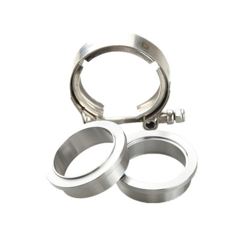 2.25 Inch Self Aligning V Band Clamp Kit With 2.25 Inch Stainless V Band Clamp And CNC Billet Mild Steel Flanges Universal Turbo