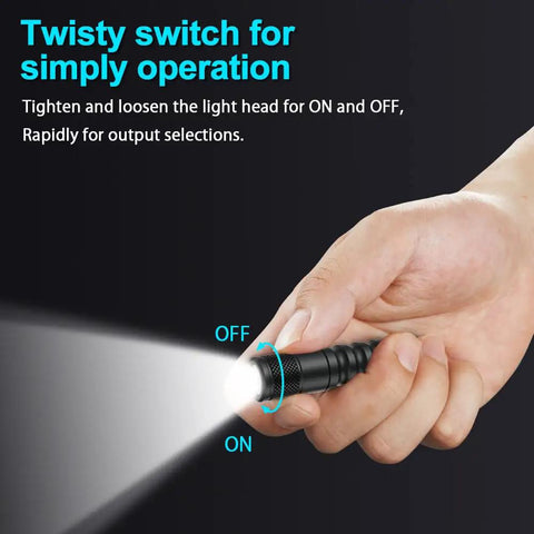 Hand holding Pocket EDC Keychain Flashlight Delivers 120 Lumens With XPG3 LED Runs Up To 36 Hours On A AAA Battery IPX8 Waterproof Ultra