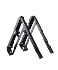Concealed Hinges Folding Seat Stool Bracket For DIY Projects Heavy Duty Metal Triangle Support shown in black metal