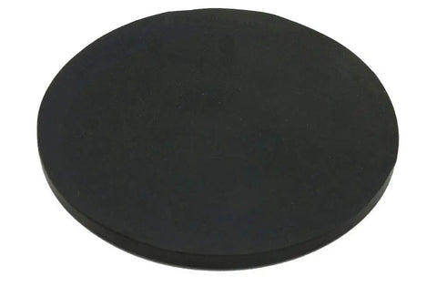 Close-up of one rubber drum seal from Three Rubber Drum Seals For Three Pound Rock Tumbler Barrels Pack Of Three Fits Four And One Sixteenth Inch Diameter With Three Sixteenth Inch Rim Height Does Not Include Metal Support Disk Or Bolt