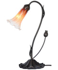Lily Flower Blown Glass Table Lamp, Orange, 1 Light, Accent Lighting for Living Room and Bedroom, Modern Glass Decor, E12 Bulb Compatible