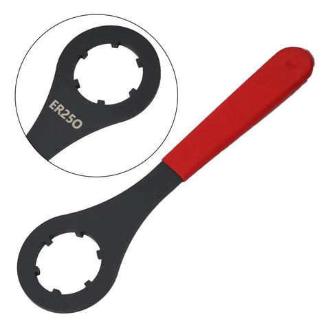 Heavy Duty One Piece O Style Er Collet Wrench Tool For Er16 Er20 Er25 And Er32 Nut Spanner with red handle and ER250 size.