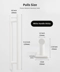 Two Pack Stick On Cabinet Handles White Self Adhesive Drawer Pulls Closet Doors For Kitchen Sliding Glass And Shower Doors No Drilling Easy Install Eight And A Half Inch Long One Inch Wide with size dimensions.