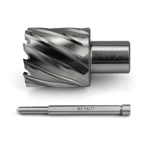 2-piece annular cutter and pilot pin set with Weldon shank, HSS, 1-3/8 in diameter for magnetic drill press