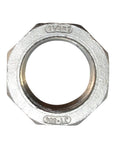 Top view of 1-1/4 Inch Male To 1 Inch Female NPT Reducer Bushing Pipe Fitting Stainless Steel 304 Adapter with visible threading