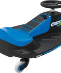 Black and blue Crazy Cart Shift Electric Go Kart for Kids Ages 6 and Up 12V Drifting System with 1 to 1 Steering, side view