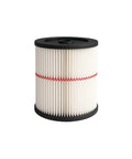 Red Stripe Replacement HEPA Filter For Craftsman Shop Vac Wet Dry Vacuum 5 6 8 12 16 32 Gallon Larger Models Easy Install Durable Dirt Filtration For Sawdust Wood Chips Car Dirt Cleanup - white pleated filter with black end caps, red stripe detail, isolated on white background