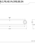 Technical drawing of Victorian Dual Towel Bar 24 Inch Polished Chrome High Quality Brass Construction with dimensions and wall mount details
