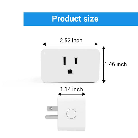 Dimensions of 2-pack Z Wave Outlet Dimmer with 800 Series LR Plug Extender, showing 2.52 x 1.46 x 1.14 inches.